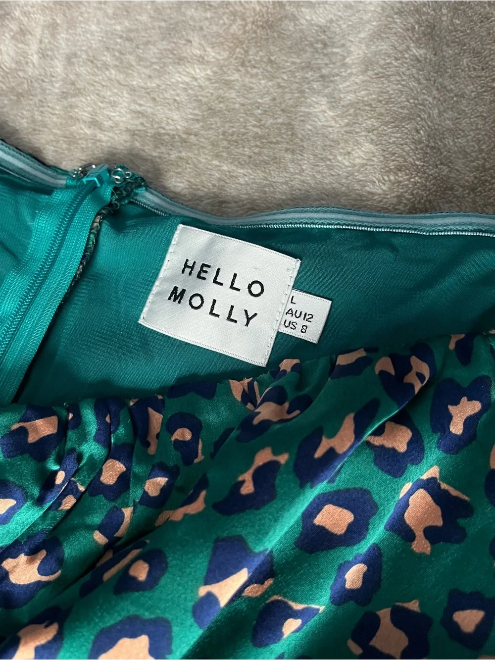 Hello Molly Teal Green Multicolor Leopard Print Dress